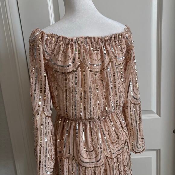 Pink Sequined Off the Shoulder Romper Sabrina Carpenter Taylor Swift Sparkly S - Picture 6 of 11